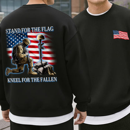 [Two Side] Stand for the Flag, Kneel for the Fallen - US Veteran Tee