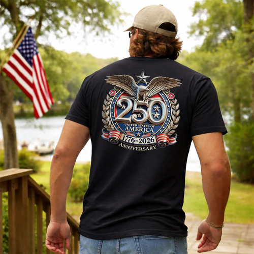 Freedom 250 Years Anniversary Patriotic 1776–2026 Eagle Front & Back