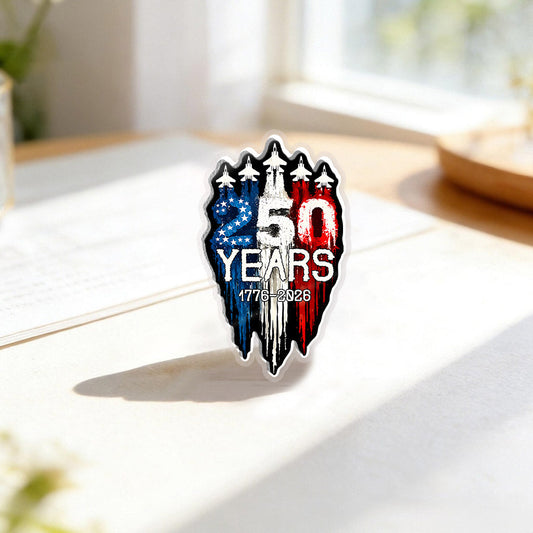 USA 250th Anniversary Freedom Shield Pin – Bold Patriotic Lapel Accessory for Jackets, Hats & Bags