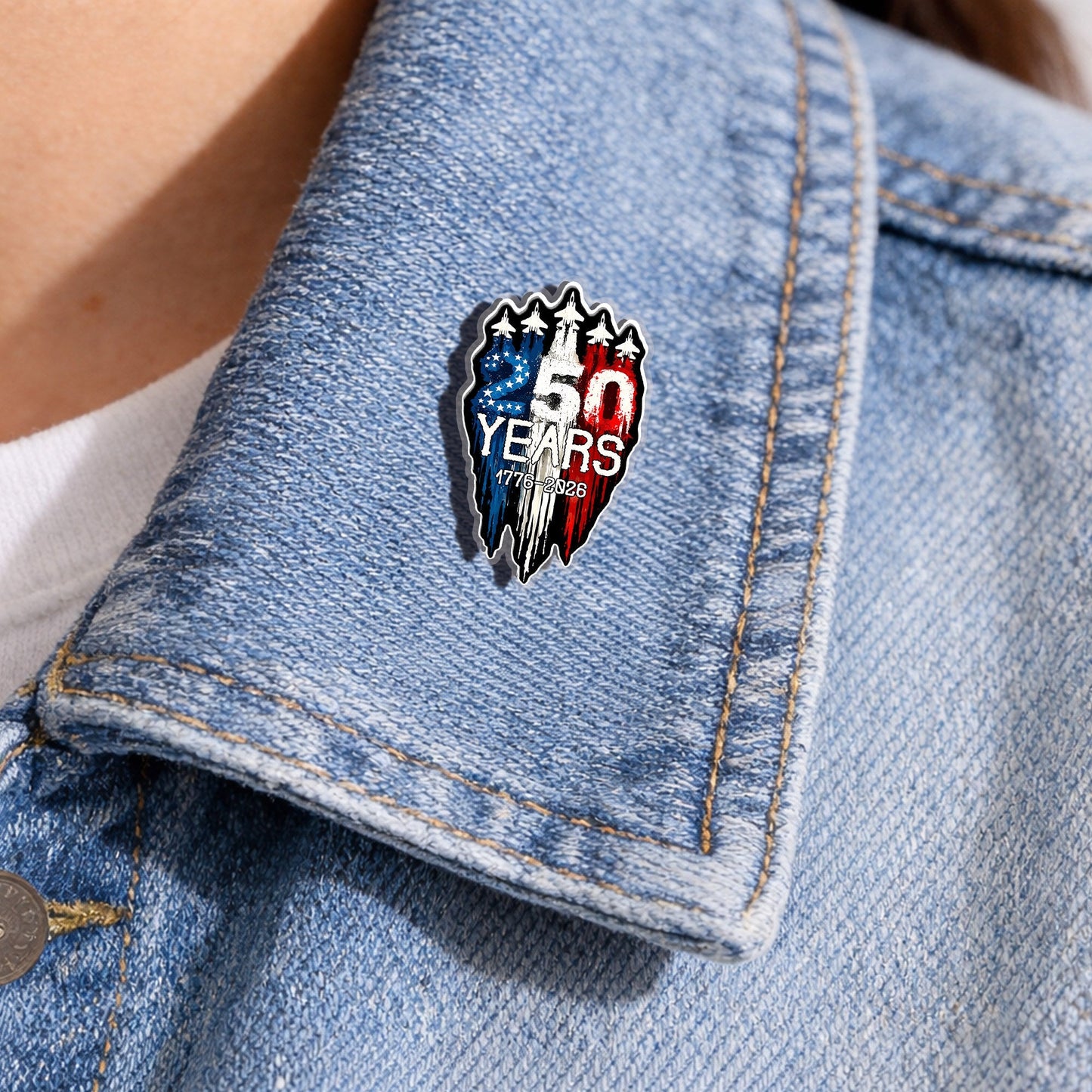 USA 250th Anniversary Freedom Shield Pin – Bold Patriotic Lapel Accessory for Jackets, Hats & Bags