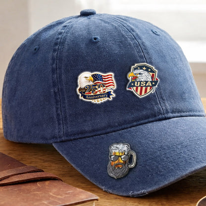 USA 250th Anniversary Eagle Flag – Bold Patriotic Lapel Accessory for Jackets, Hats & Bags