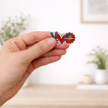USA Peace Love Freedom Acrylic Pins – Silver Butterfly Clutch Set for Jackets, Hats & Gifts