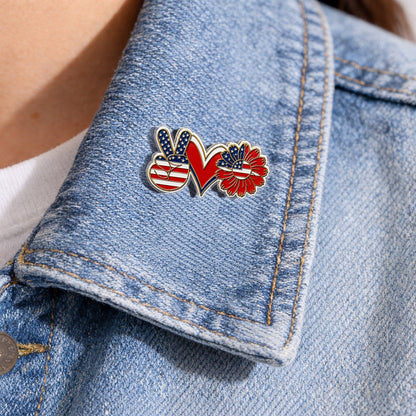USA Peace Love Freedom Acrylic Pins – Silver Butterfly Clutch Set for Jackets, Hats & Gifts