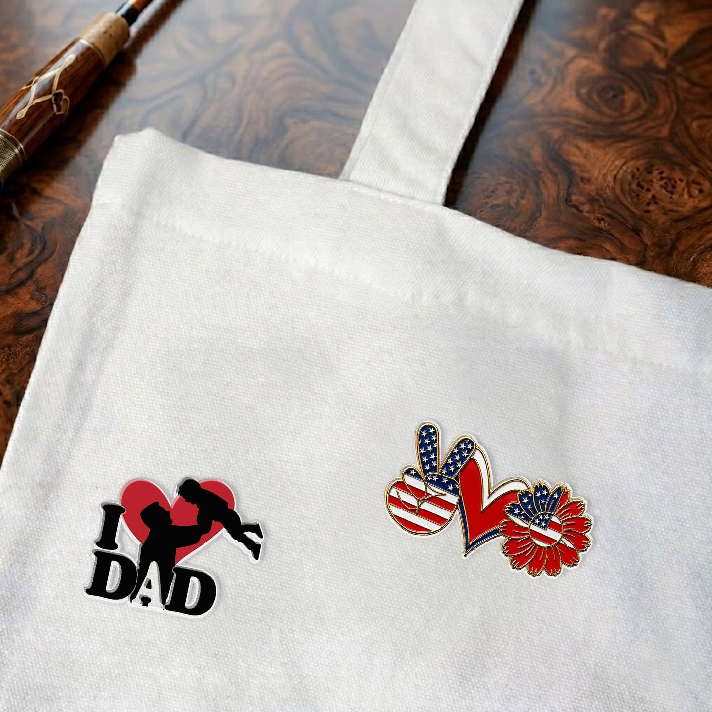 USA Peace Love Freedom Acrylic Pins – Silver Butterfly Clutch Set for Jackets, Hats & Gifts