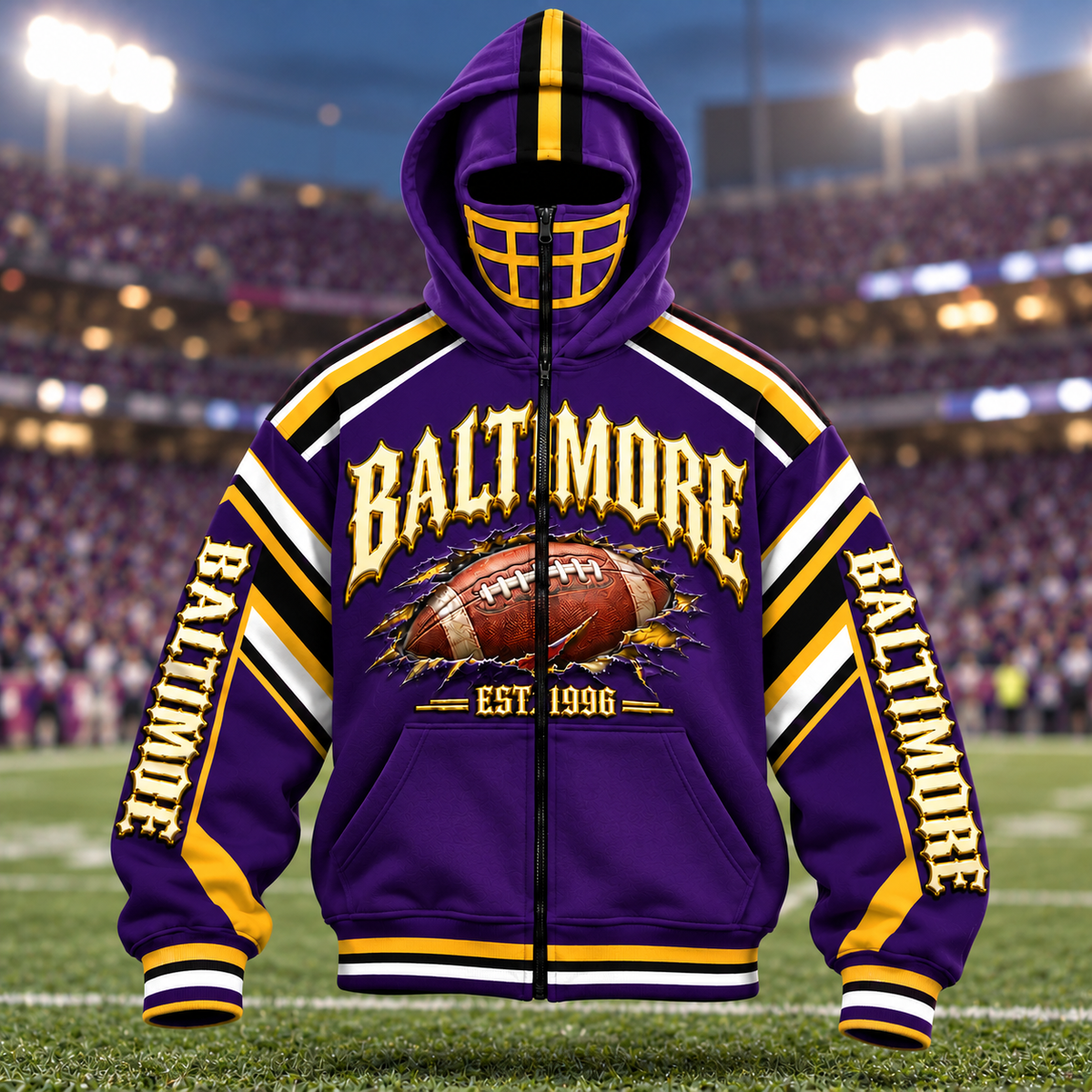 Mask Hoodie Football Fan - City Team Zip Hoodie