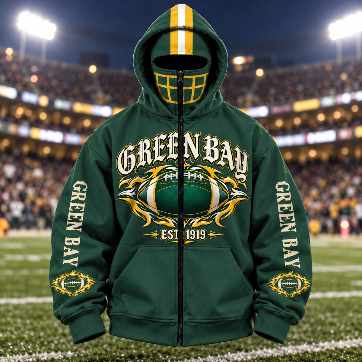 Mask Hoodie Cities Name Football Fan - Game Day Zip Hoodie