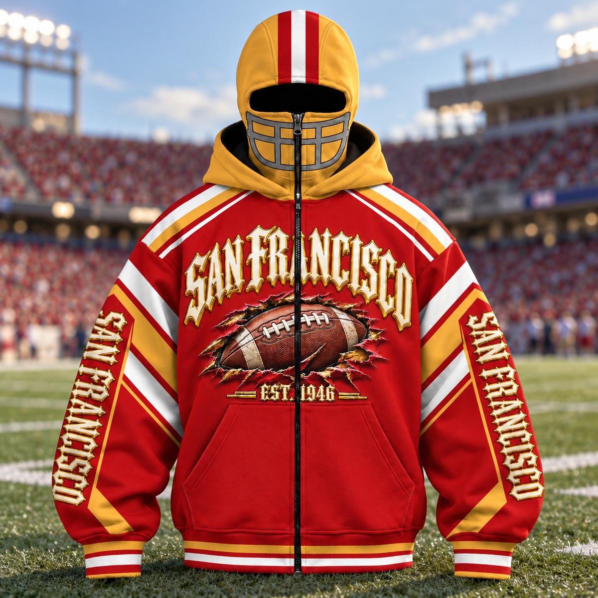 Mask Hoodie Football Fan - City Team Zip Hoodie