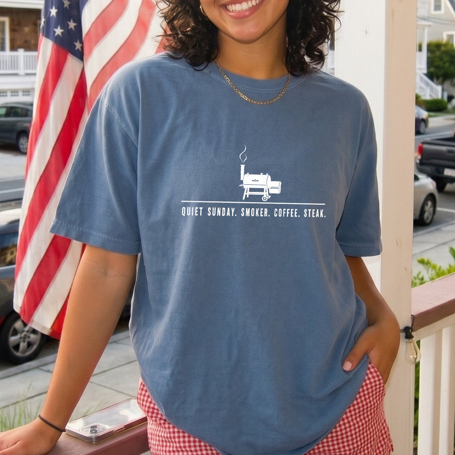 QUIET SUNDAY. SMOKER. COFFEE. STEAK, America Semiquincentennial Comfort Colors Shirt