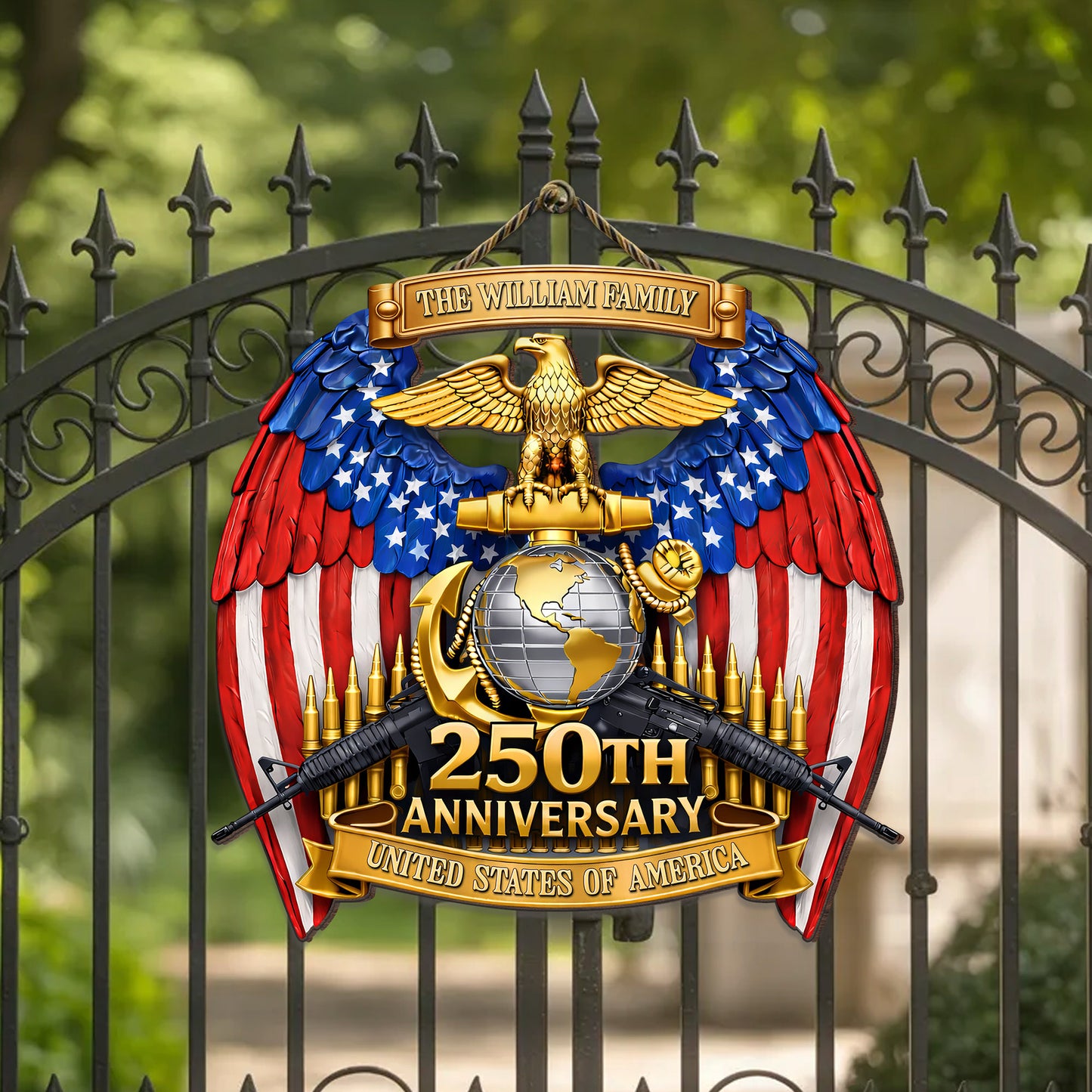 Custom Family Marine Corps Wings Semiquincentennial 250th Wood Sign