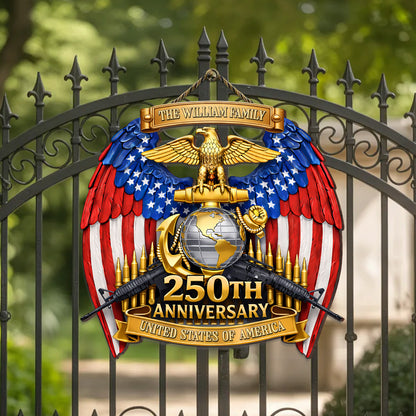 Custom Family Marine Corps Wings Semiquincentennial 250th Wood Sign