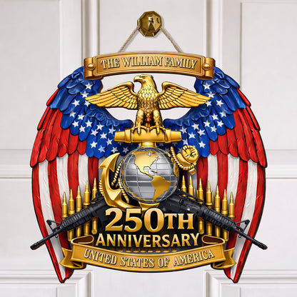 Custom Family Marine Corps Wings Semiquincentennial 250th Wood Sign
