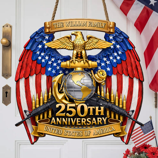 Custom Family Marine Corps Wings Semiquincentennial 250th Wood Sign