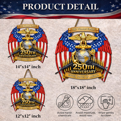 Custom Family Marine Corps Wings Semiquincentennial 250th Wood Sign
