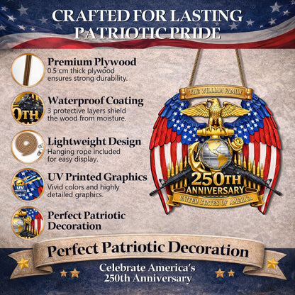 Custom Family Marine Corps Wings Semiquincentennial 250th Wood Sign