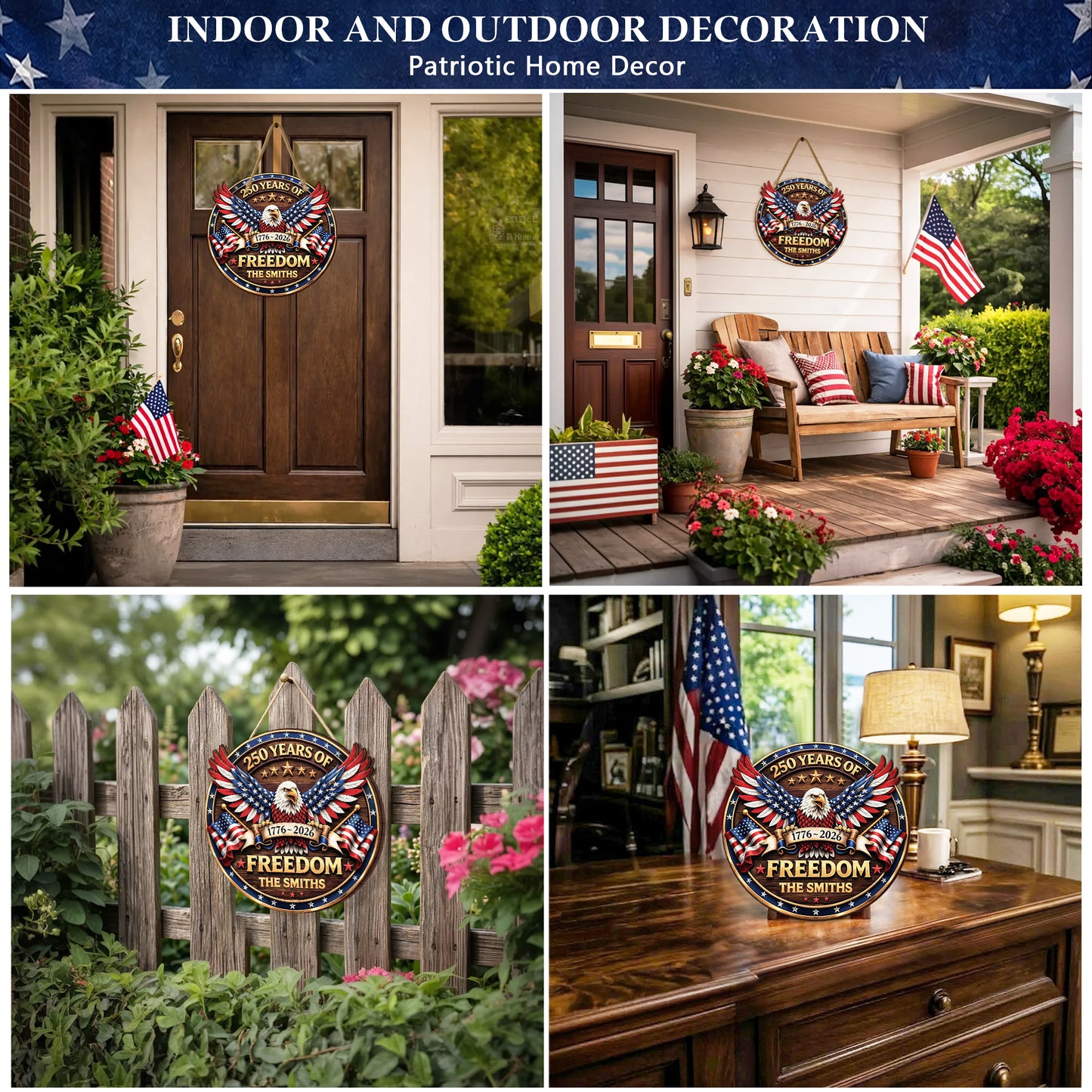 Custom Wood Sign - Personalized America 250th Anniversary Gifts For Mom, Dad, Brother, Sister, Kids - Proud Of Our Shared Story