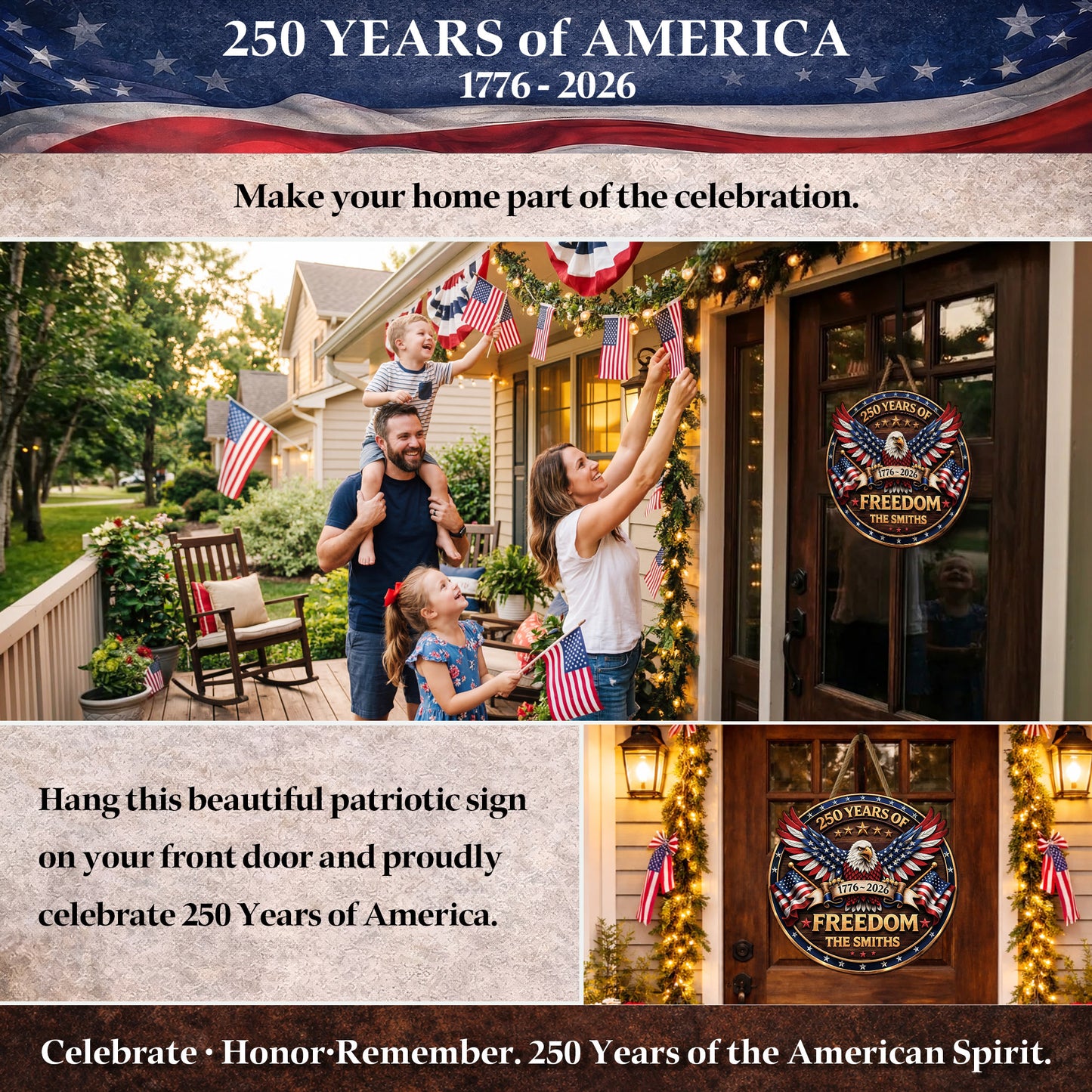 Custom Wood Sign - Personalized America 250th Anniversary Gifts For Mom, Dad, Brother, Sister, Kids - Proud Of Our Shared Story