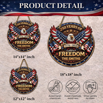 Custom Wood Sign - Personalized America 250th Anniversary Gifts For Mom, Dad, Brother, Sister, Kids - Proud Of Our Shared Story