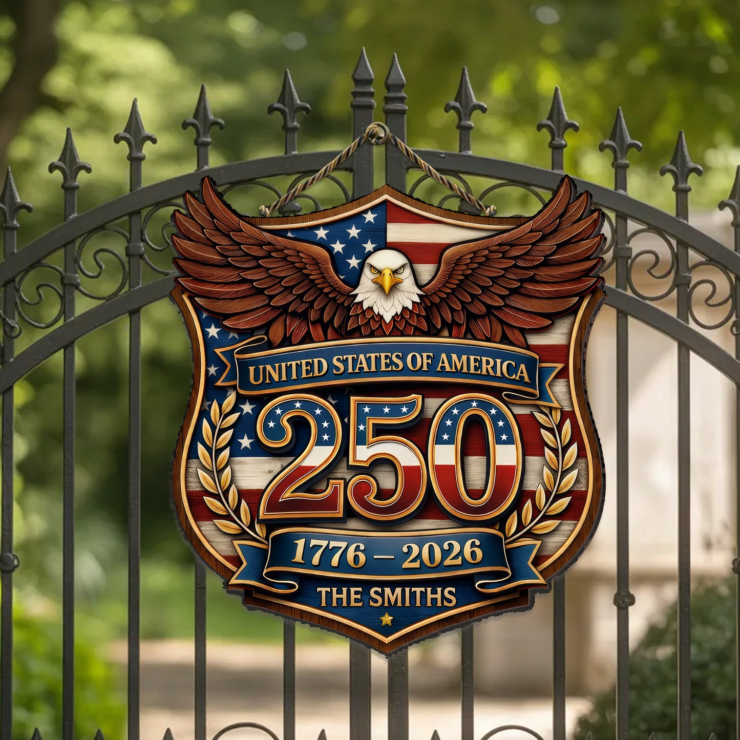 Custom Wood Sign - Personalized America 250th Anniversary Gifts For Mom, Dad, Brother, Sister, Kids