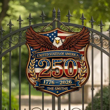 Custom Wood Sign - Personalized America 250th Anniversary Gifts For Mom, Dad, Brother, Sister, Kids