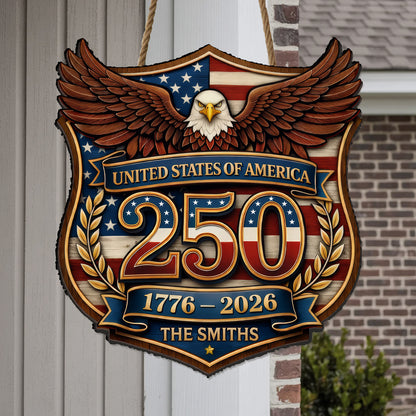 Custom Wood Sign - Personalized America 250th Anniversary Gifts For Mom, Dad, Brother, Sister, Kids