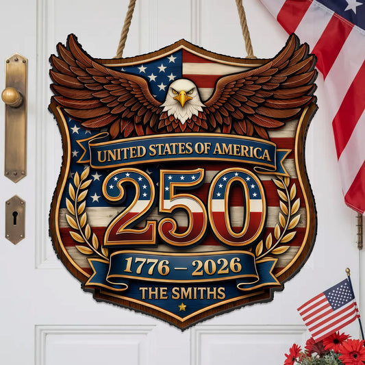 Custom Wood Sign - Personalized America 250th Anniversary Gifts For Mom, Dad, Brother, Sister, Kids