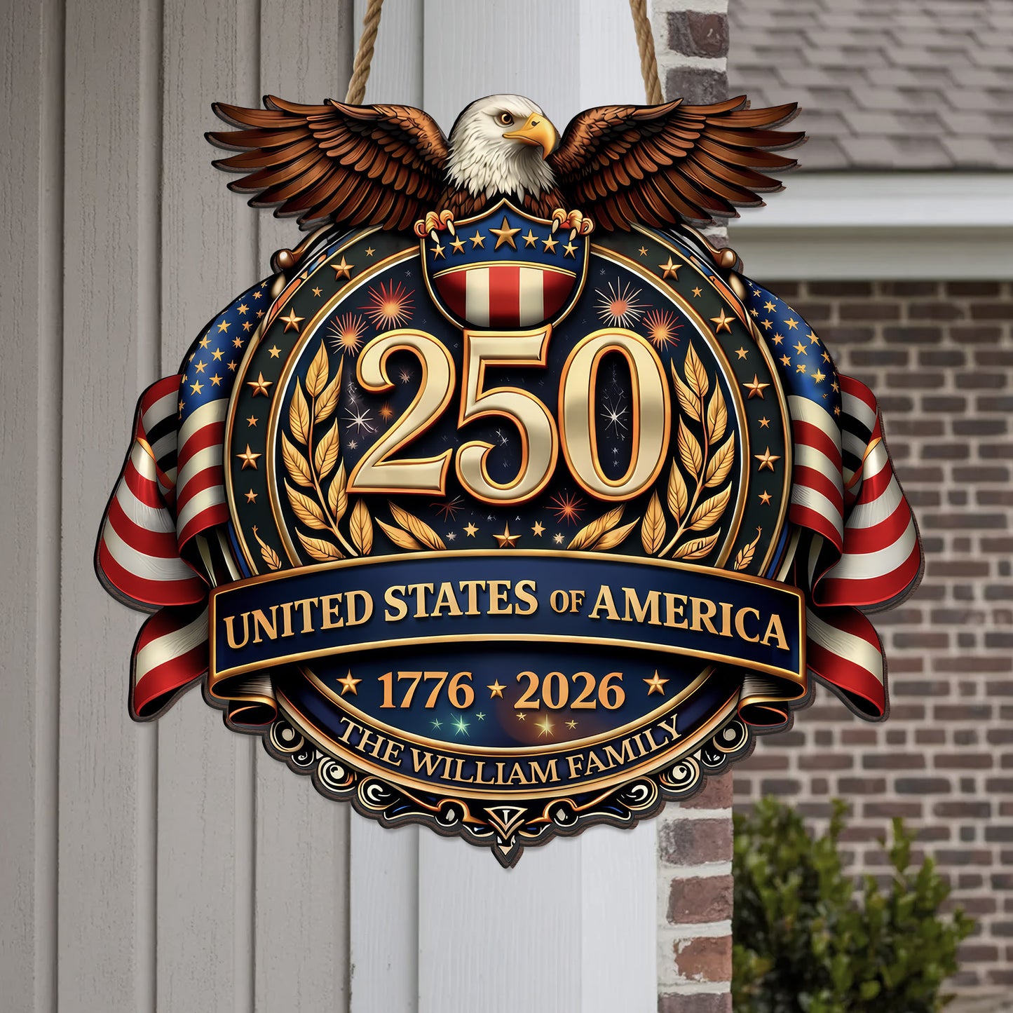 Custom Wood Sign - Personalized America 250th Anniversary Gifts For Mom, Dad, Brother, Sister, Kids
