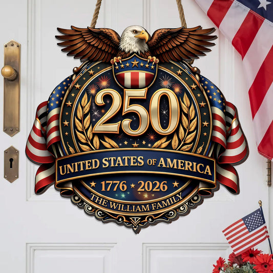 Custom Wood Sign - Personalized America 250th Anniversary Gifts For Mom, Dad, Brother, Sister, Kids