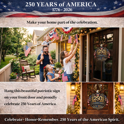 Custom Wood Sign - Personalized America 250th Anniversary Gifts For Mom, Dad, Brother, Sister, Kids