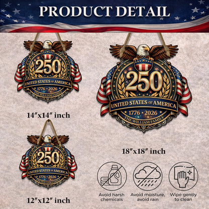 Custom Wood Sign - Personalized America 250th Anniversary Gifts For Mom, Dad, Brother, Sister, Kids