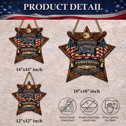 Custom Wood Sign - Personalized America 250th Anniversary Gifts For Mom, Dad, Brother, Sister, Kids - Built On Hope And Courage
