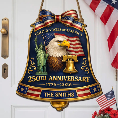 Custom Wood Sign - Personalized America 250th Anniversary Gifts For Mom, Dad, Brother, Sister, Kids