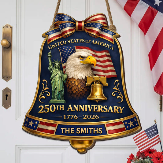 Custom Wood Sign - Personalized America 250th Anniversary Gifts For Mom, Dad, Brother, Sister, Kids