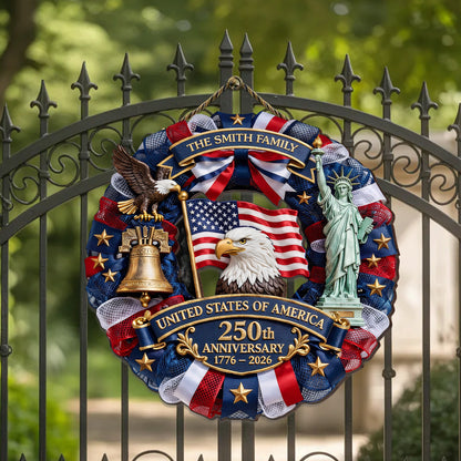 Custom Family Name Wood Sign - America 250th Anniversary