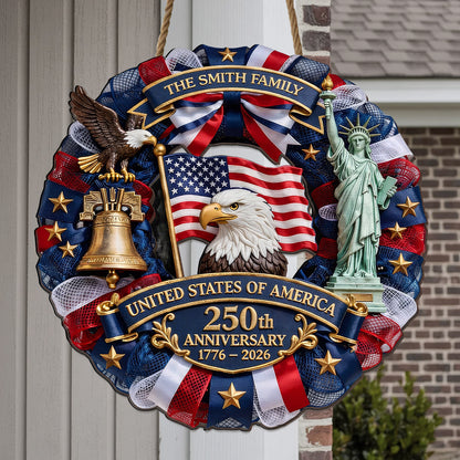 Custom Family Name Wood Sign - America 250th Anniversary