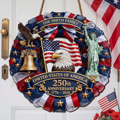Custom Family Name Wood Sign - America 250th Anniversary
