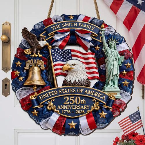 Custom Family Name Wood Sign - America 250th Anniversary