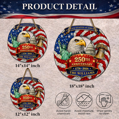 Custom Wood Sign - Personalized America 250th Anniversary Gifts For Mom, Dad, Brother, Sister, Kid