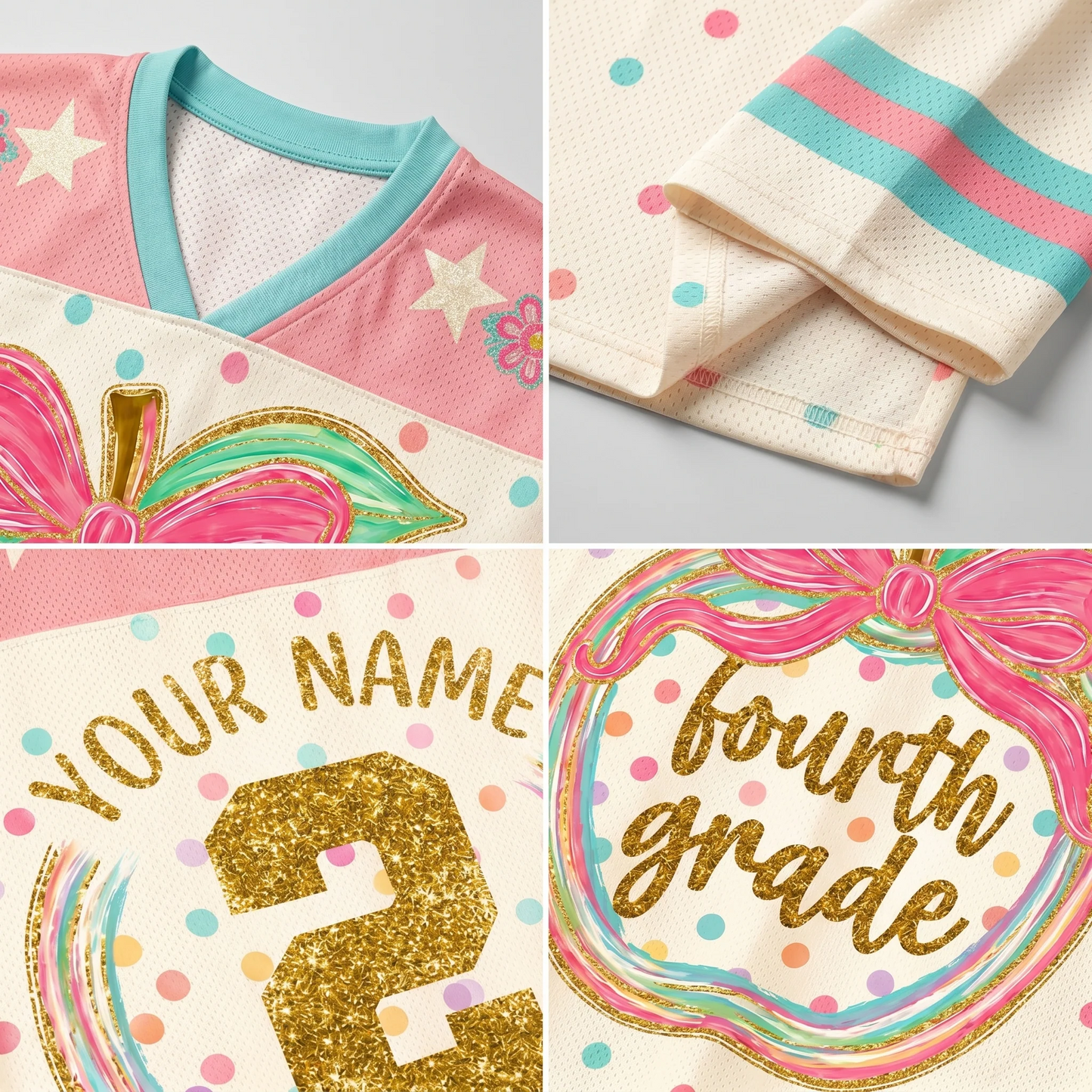 Custom Preppy Mesh Football Jersey, Personalized Name & Number Shirt