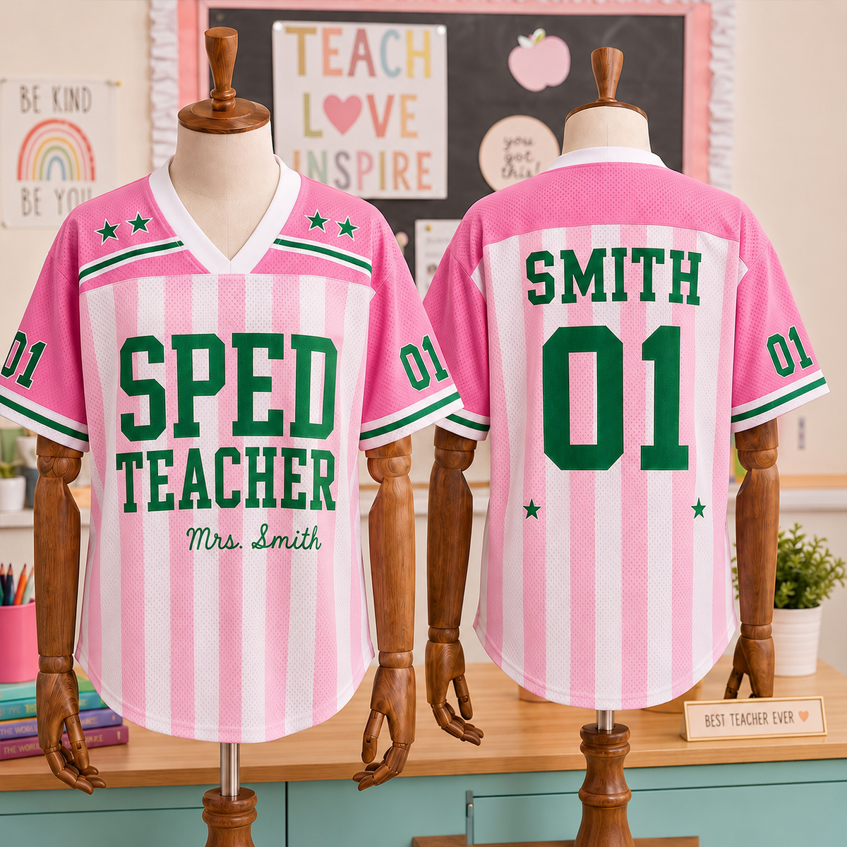 Custom Teacher Mesh Jersey, Personalized Title, Name & Number Shirt