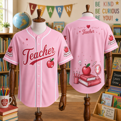 Teacher Baseball Jersey, Back-to-school Pink Jersey