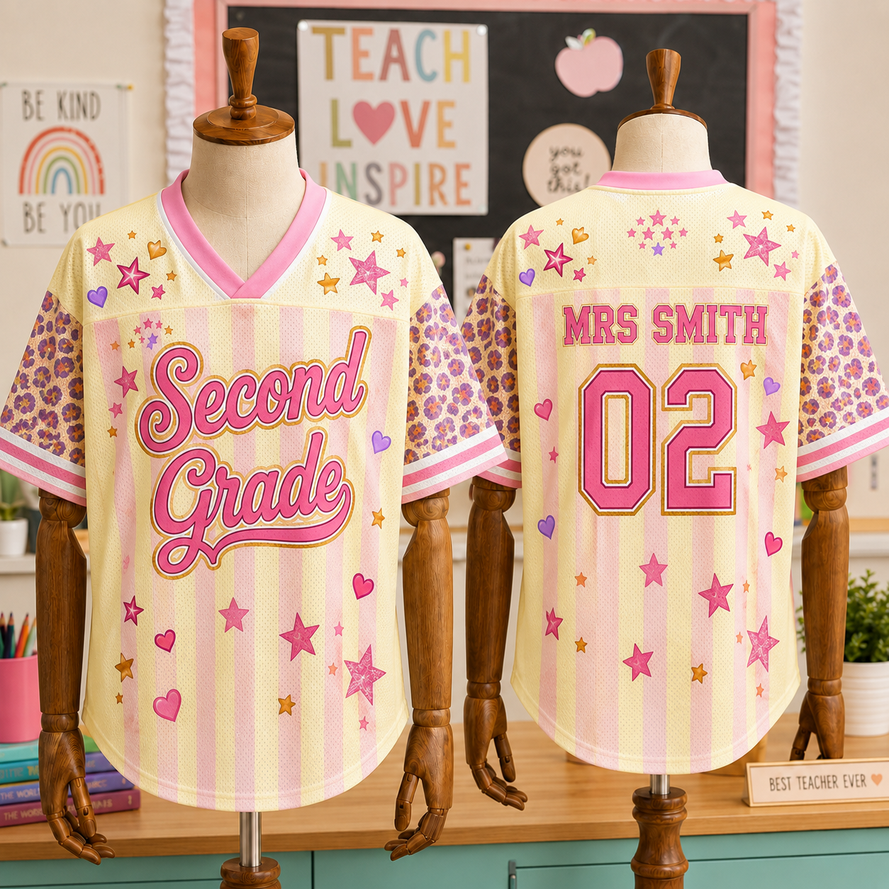 Custom Back-to-school Tiger Pattern Teacher Mesh Jersey
