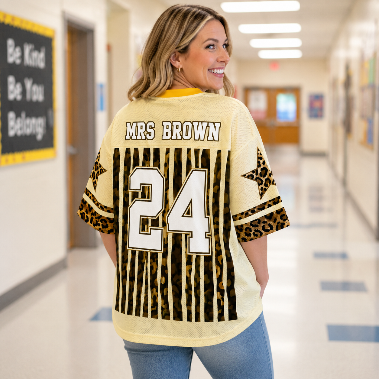 Custom Back-to-school Leopard Pattern Teacher Mesh Jersey