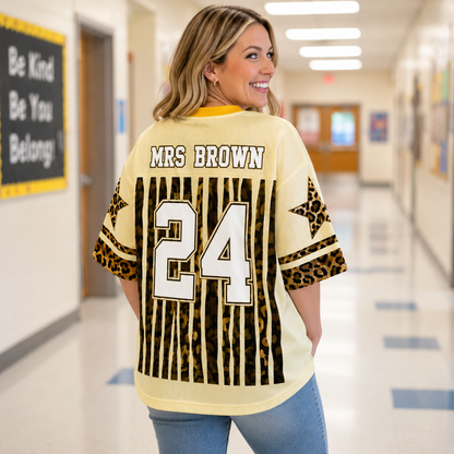 Custom Back-to-school Leopard Pattern Teacher Mesh Jersey