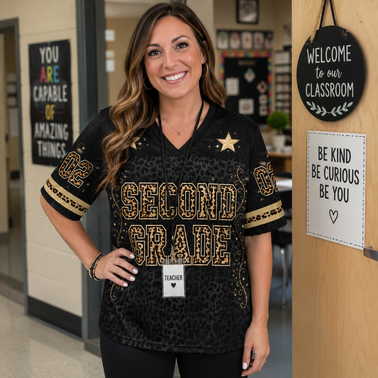 Custom Grade Level Teacher Mesh Jersey, Southern Cowgirl Teacher