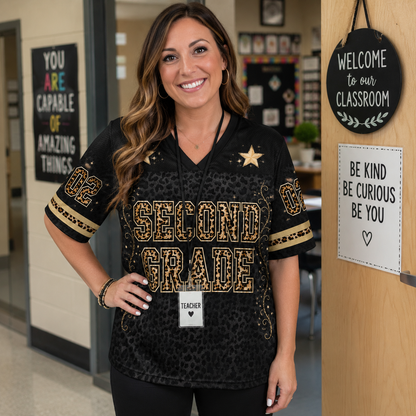 Custom Grade Level Teacher Mesh Jersey, Southern Cowgirl Teacher