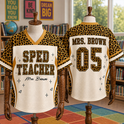 Custom Back-to-school Tiger Pattern Teacher Mesh Jersey