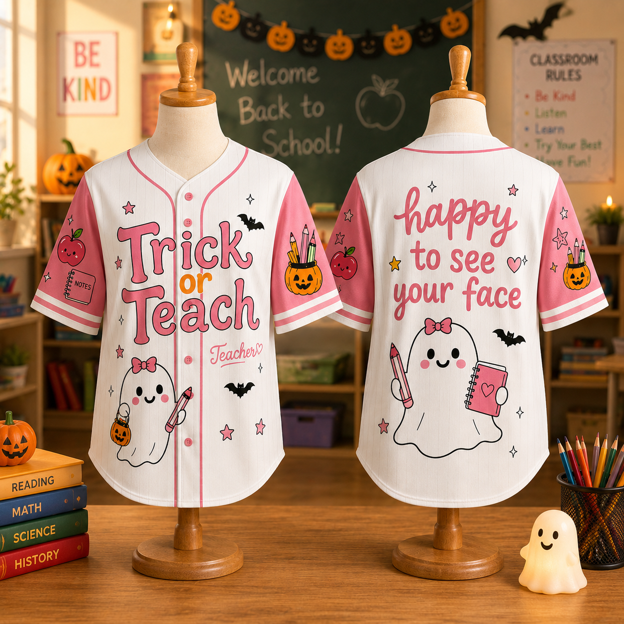 Teacher Baseball Jersey, Back-to-school Pink Jersey