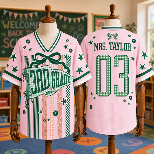 Custom Striped Grade Level Team Teacher Mesh Jersey