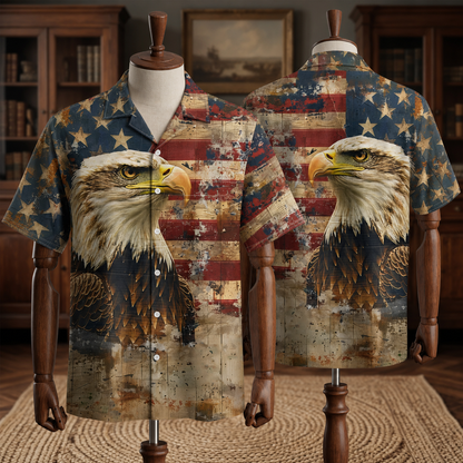 America 250th Anniversary Vintage Eagle Patriotic Hawaiian Shirt