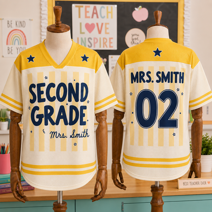 Custom Teacher Mesh Football Jersey, Personalized Back to School Shirt